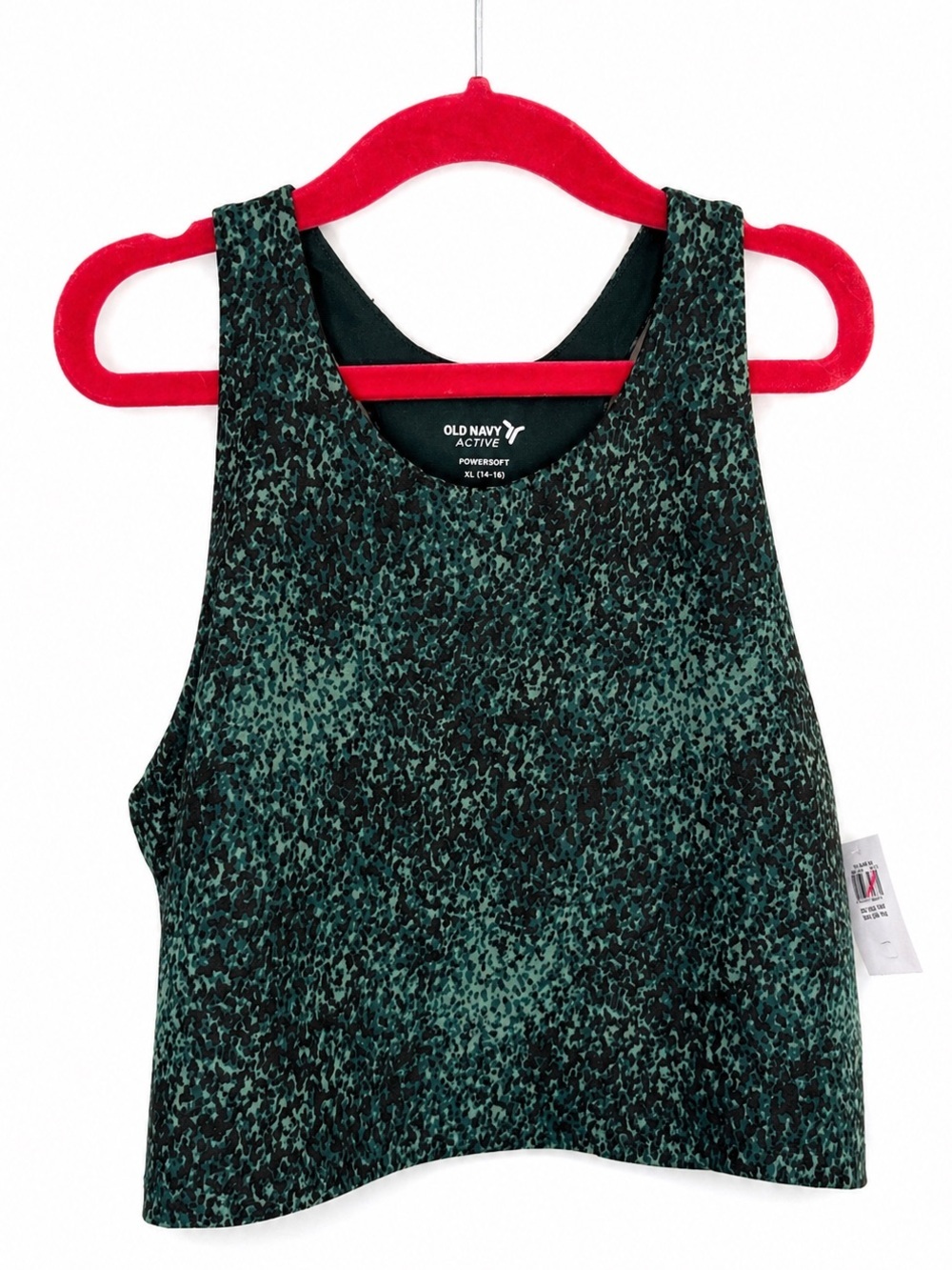 ⚡️OLD NAVY NWT Green Speckled Active Crop Tank Racerback Gym Top Youth XL 14 16